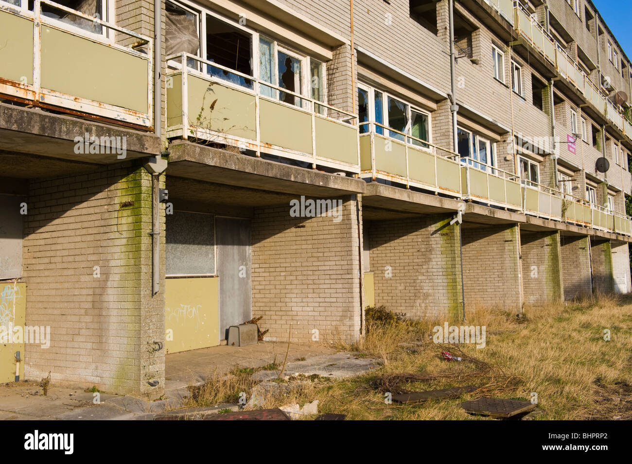 Derelict 'Billy Banks' Estate of council flats now known as the Penarth Heights Regeneration Project, Penarth, South Wales, UK Stock Photo