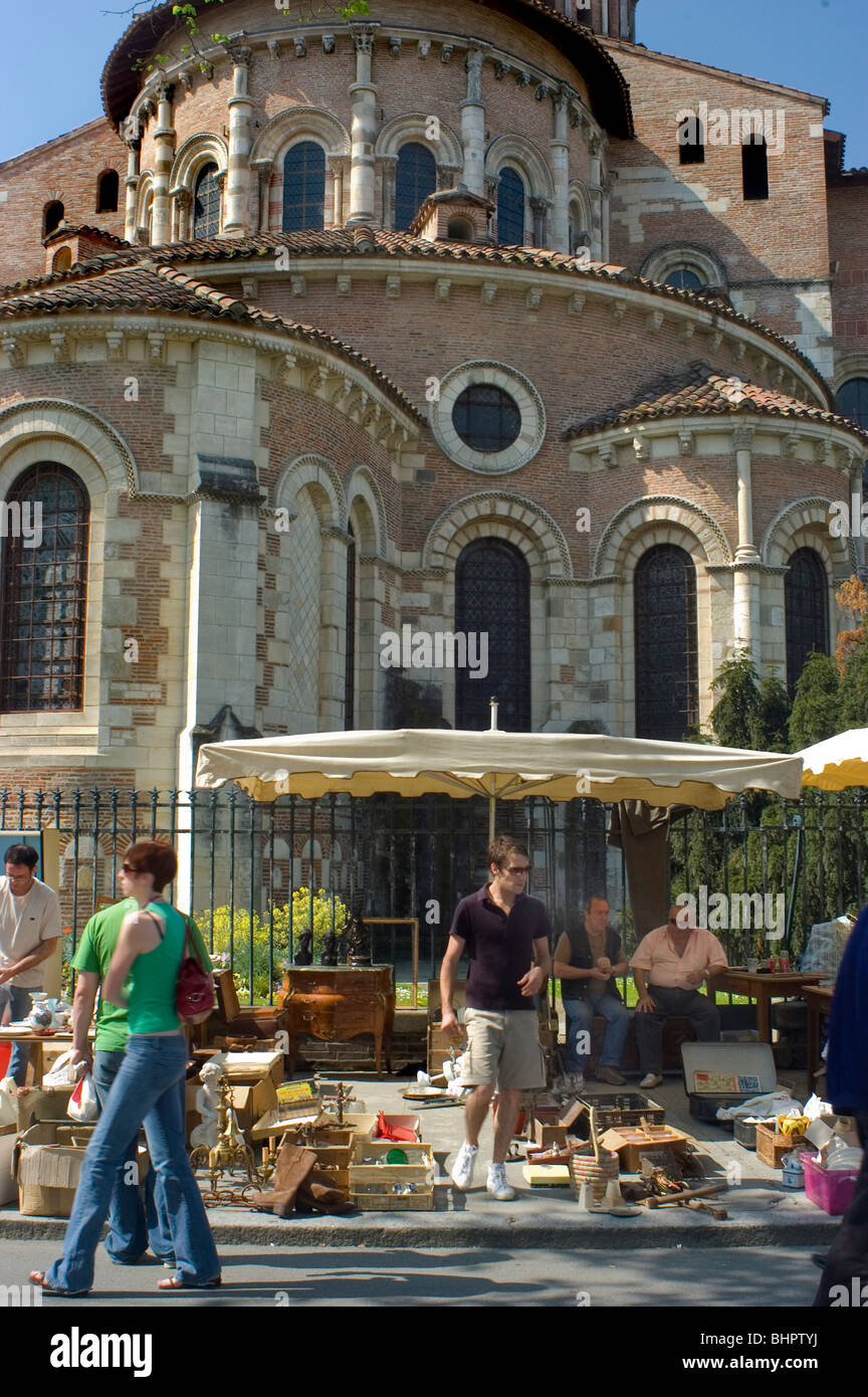 Toulouse, France Small Crowd People Shopping in Local French Flea