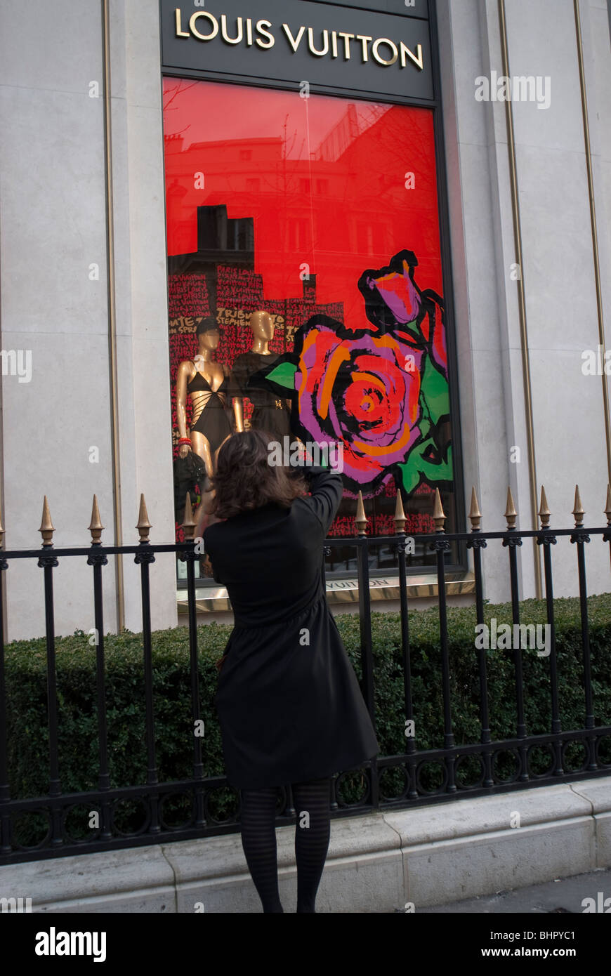Paris, France, People Looking in Shop WIndows, Luxury Fashion Shops, Avenue Montaigne Stock Photo