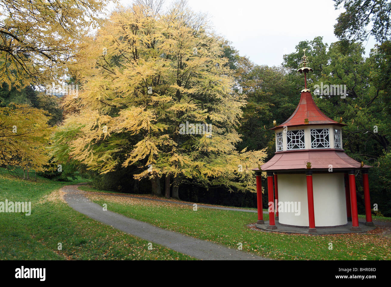 Autumn Colour in Wilhem's Hoehe Palace Park, Kassel, Germany Stock Photo