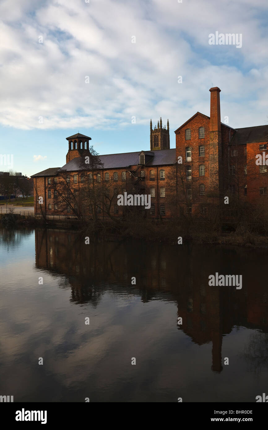Derby Silk Mill Museum of Industry and History beside the River Derwent, Derby Stock Photo