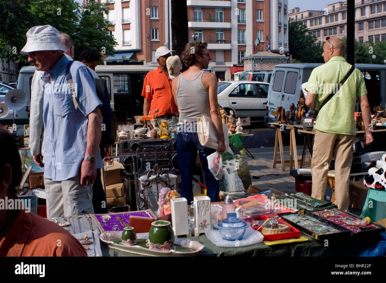 Paris, France, People Shopping at Street Brocante, Old  Flea Vintage Market, Stock Photo