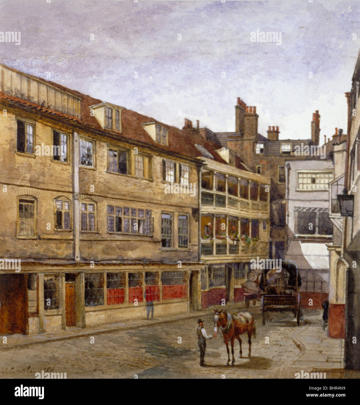 The George Inn, Borough High Street, Southwark, London, 1880. Artist: John Crowther Stock Photo