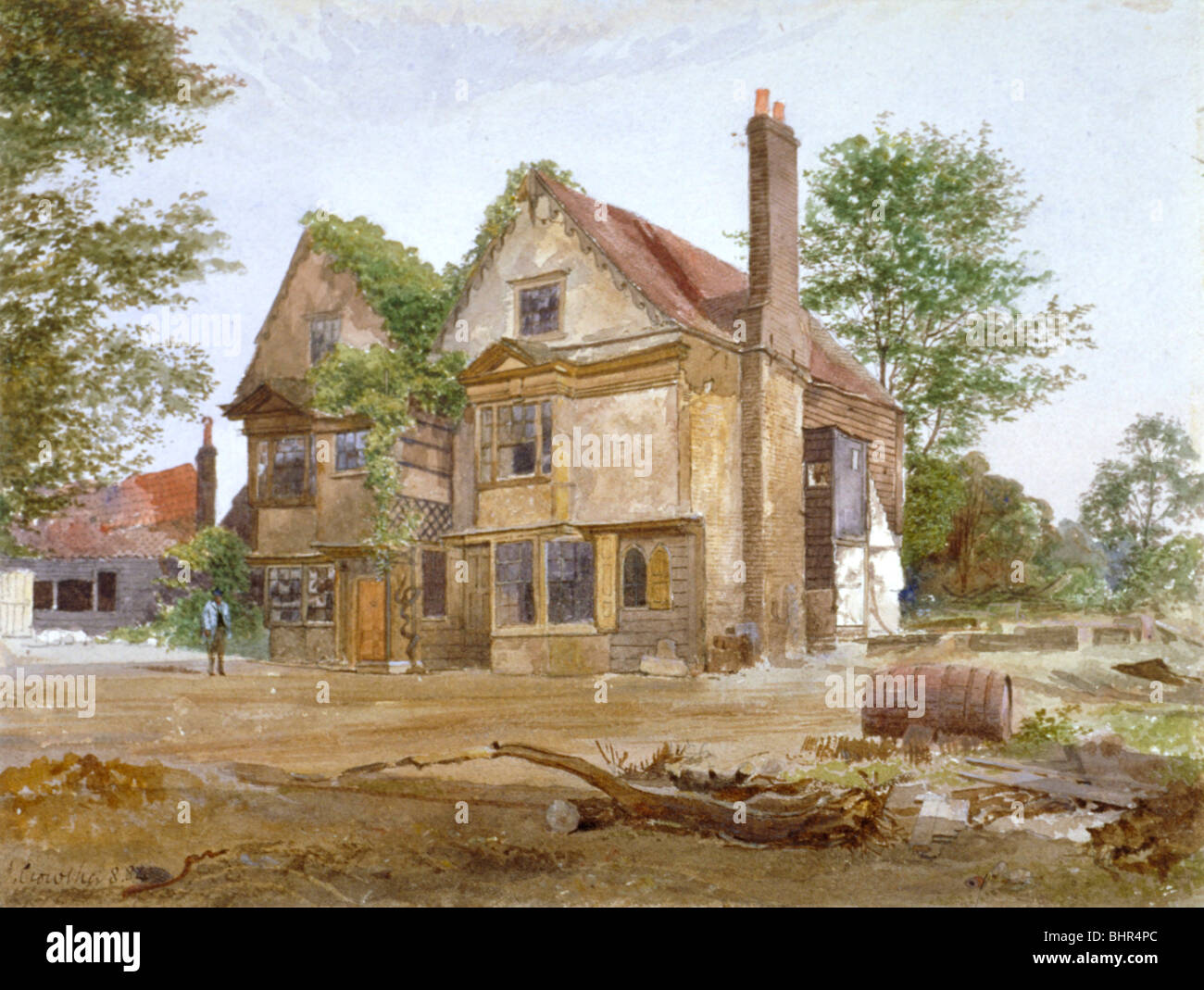 Front view of Basing Manor House, Peckham High Street, Camberwell, London, 1884. Artist: John Crowther Stock Photo
