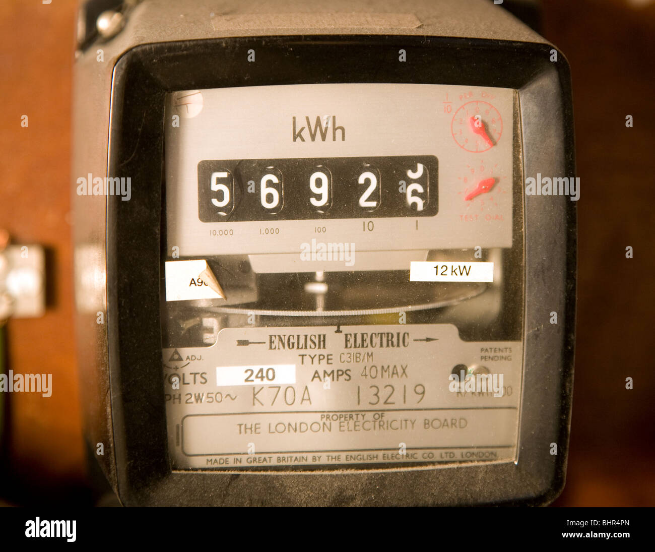 Domestic electricity meter Stock Photo