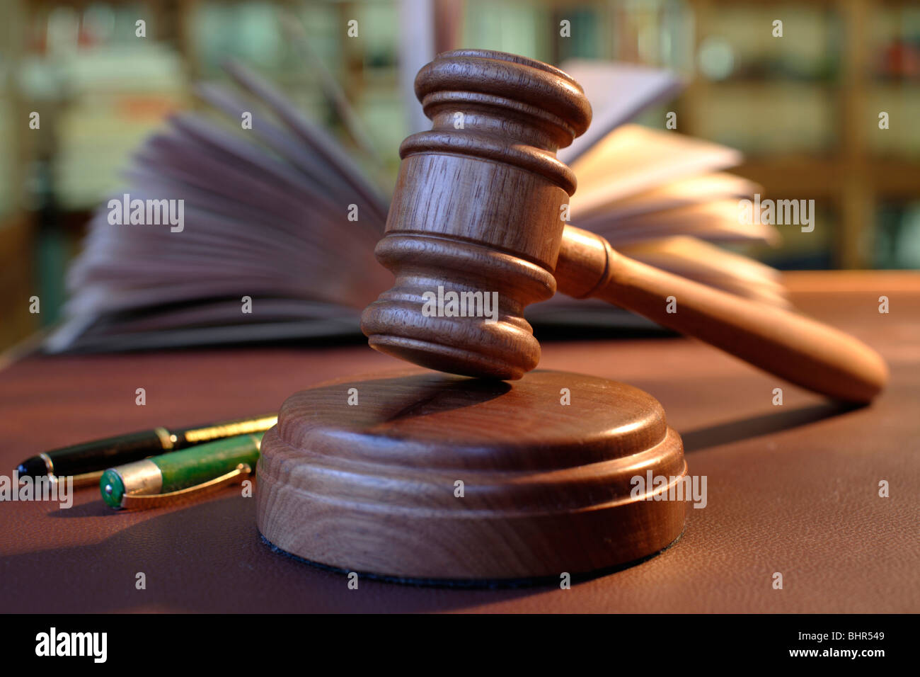 gavel in the court room Stock Photo