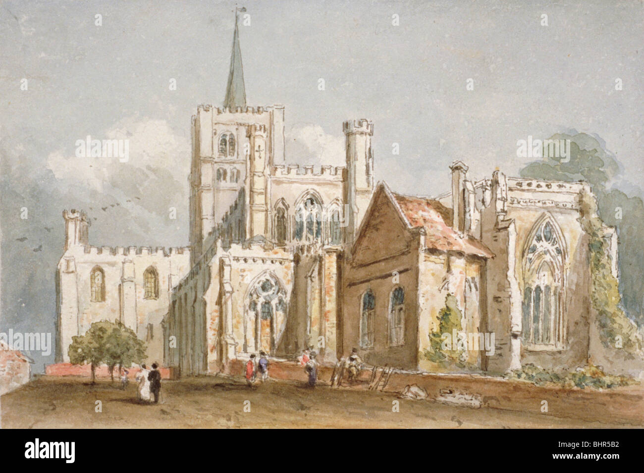 St Albans Cathedral, Hertfordshire, c1830. Artist: Anon Stock Photo