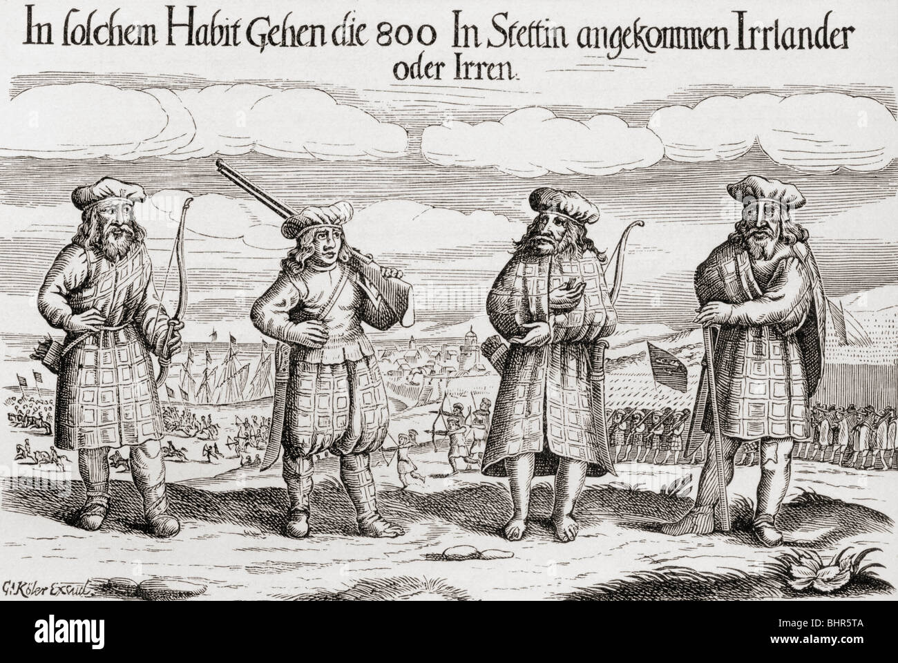 Irish Soldiers in service of Sweden's King Gustavus Adolphus in 1631. Stock Photo