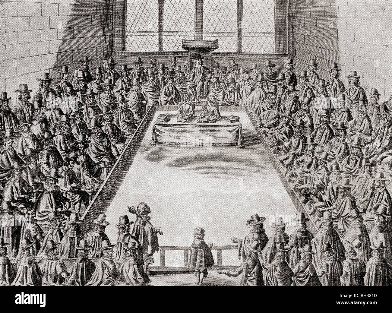 The House of Commons in the time of Charles I. Stock Photo