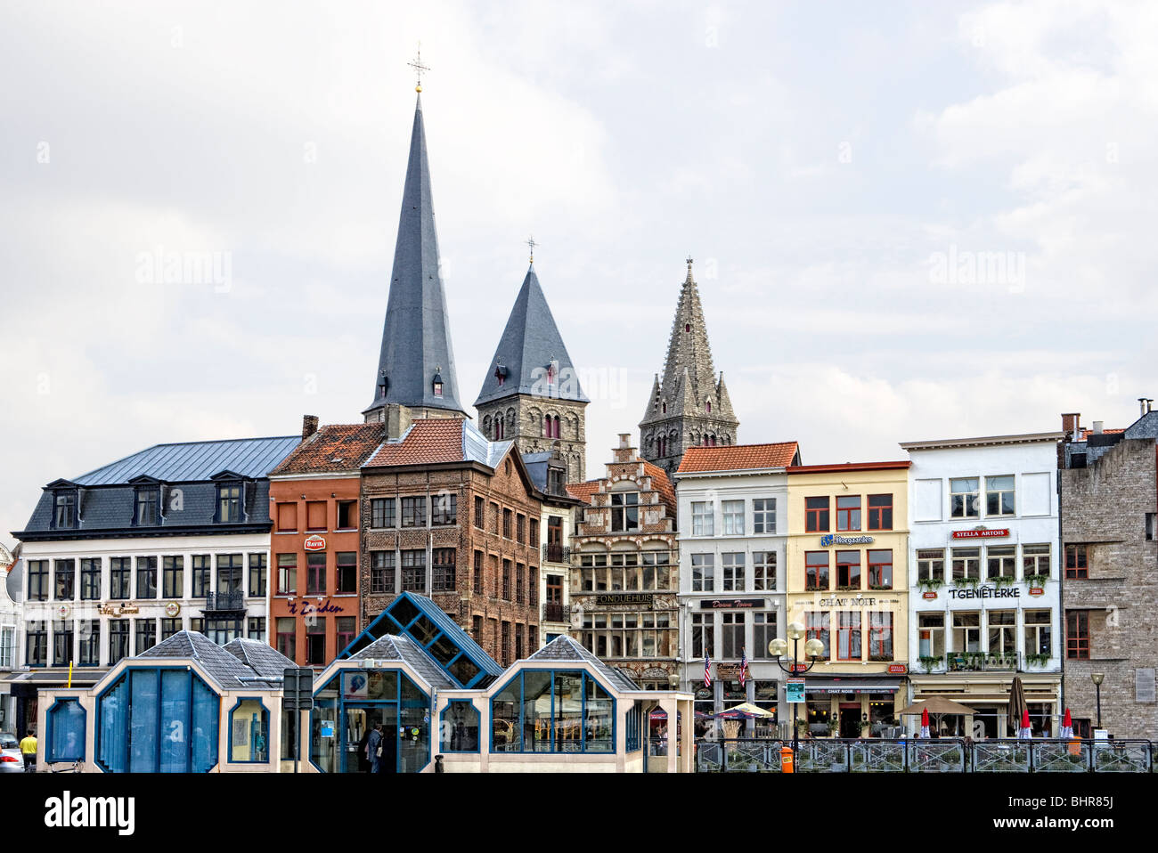 Houses at Vrijdagsmarkt; Ghent, Belgium Stock Photo Alamy