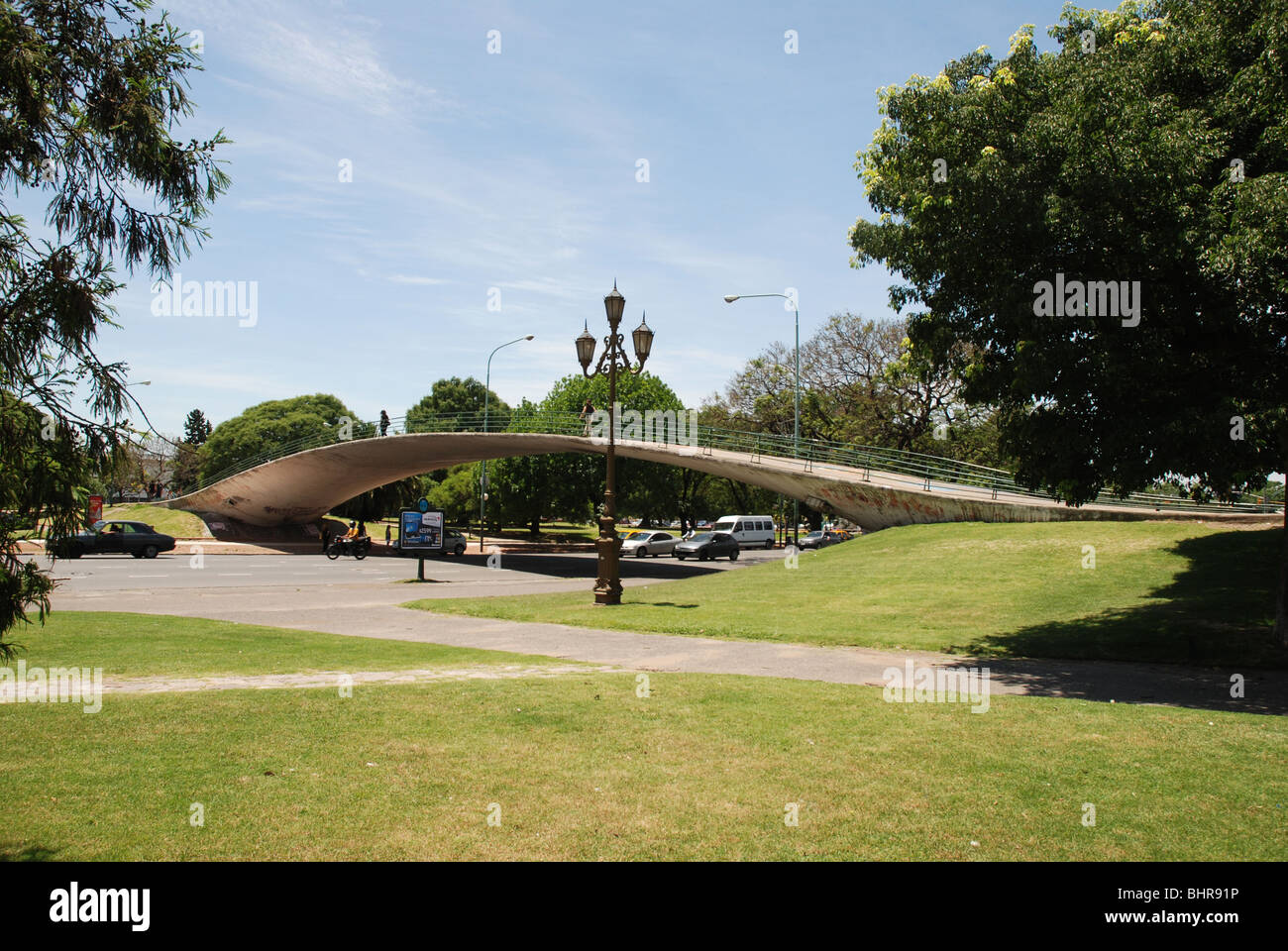 Pedestrian bridge over a highway in Buenos Aires Stock Photo