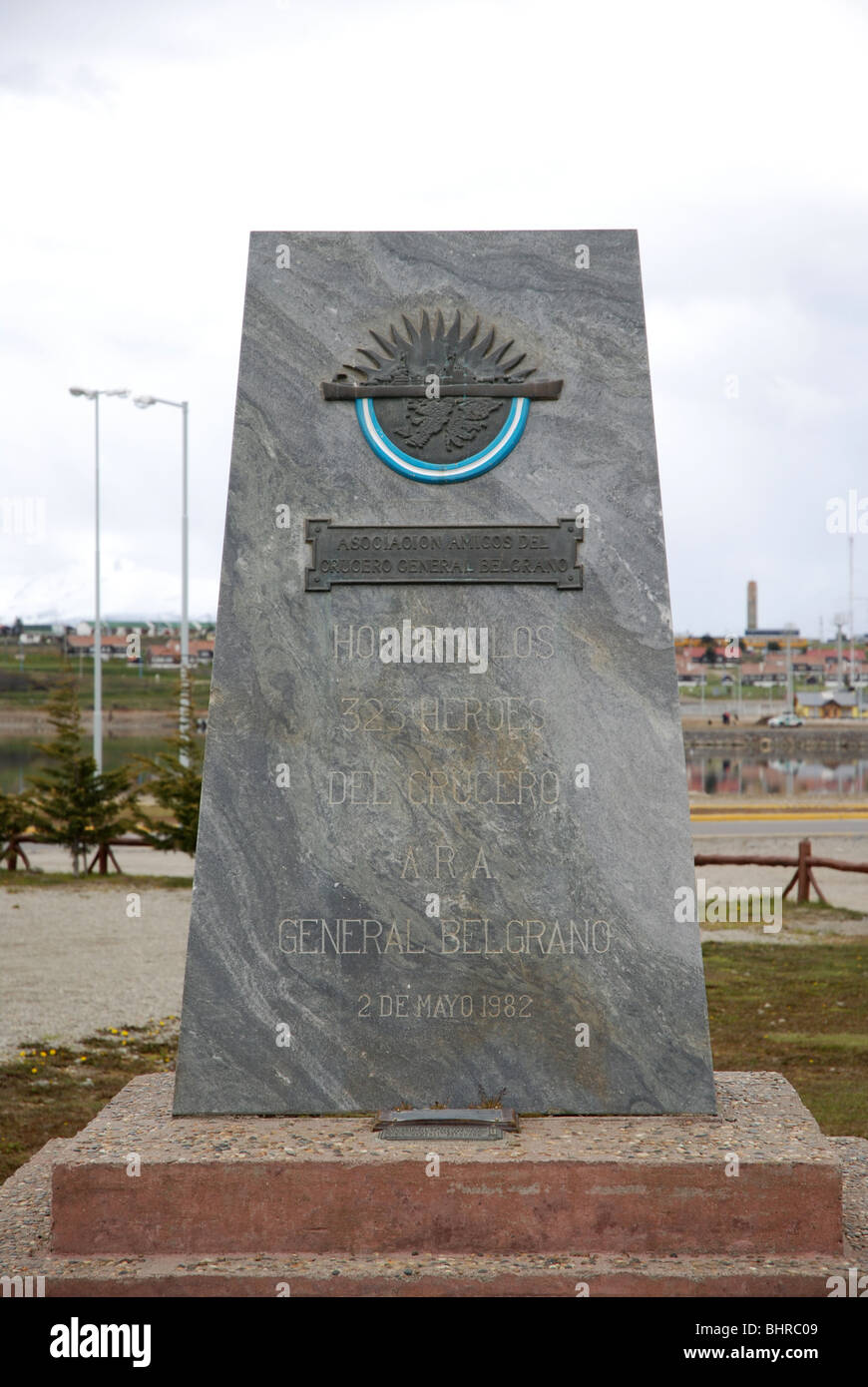 Memorial in Ushuaia, Argentina; to the General Belgrano that was sunk during the Falklands war of 1982 Stock Photo