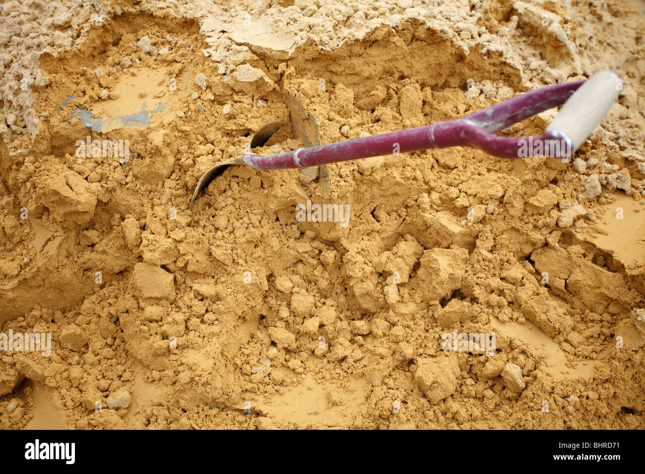 Building Sand with spade detail Stock Photo Alamy