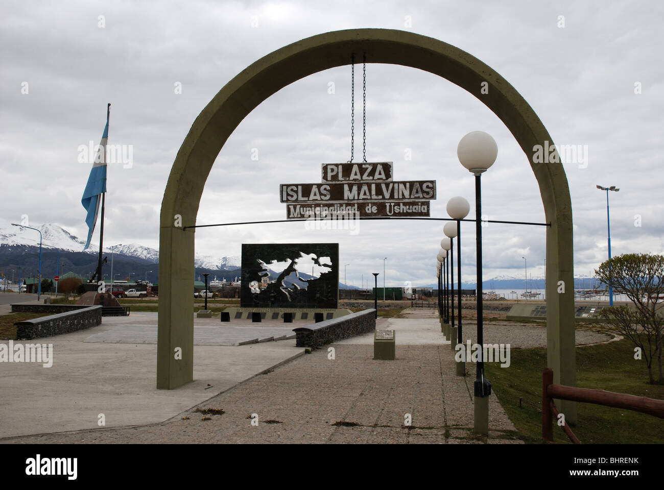 Memorial in Ushuaia, Argentina; to the commemorating the Falklands war of 1982 Stock Photo