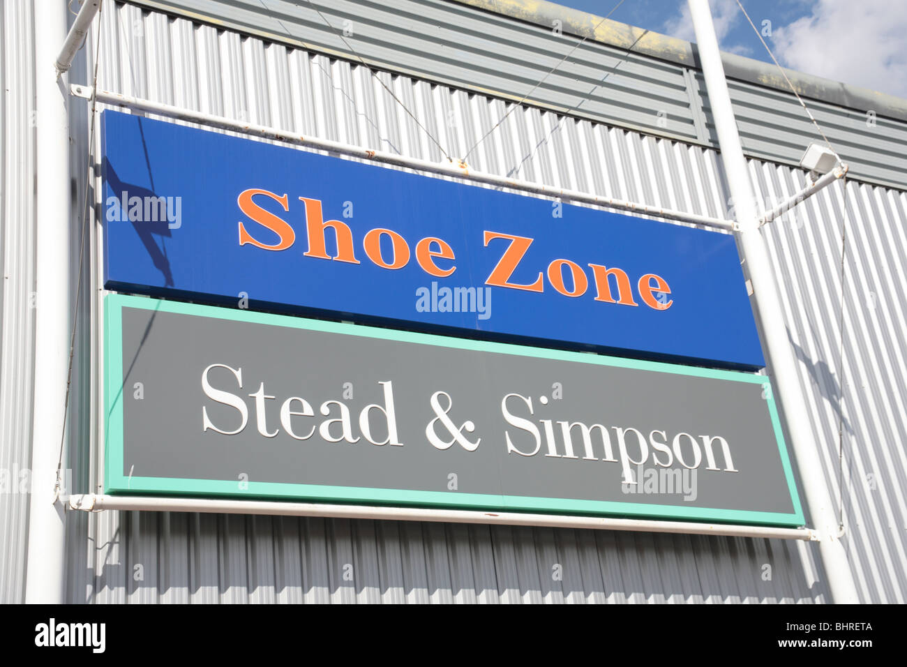Shoe Zone and Stead & Simpson signage Stock Photo