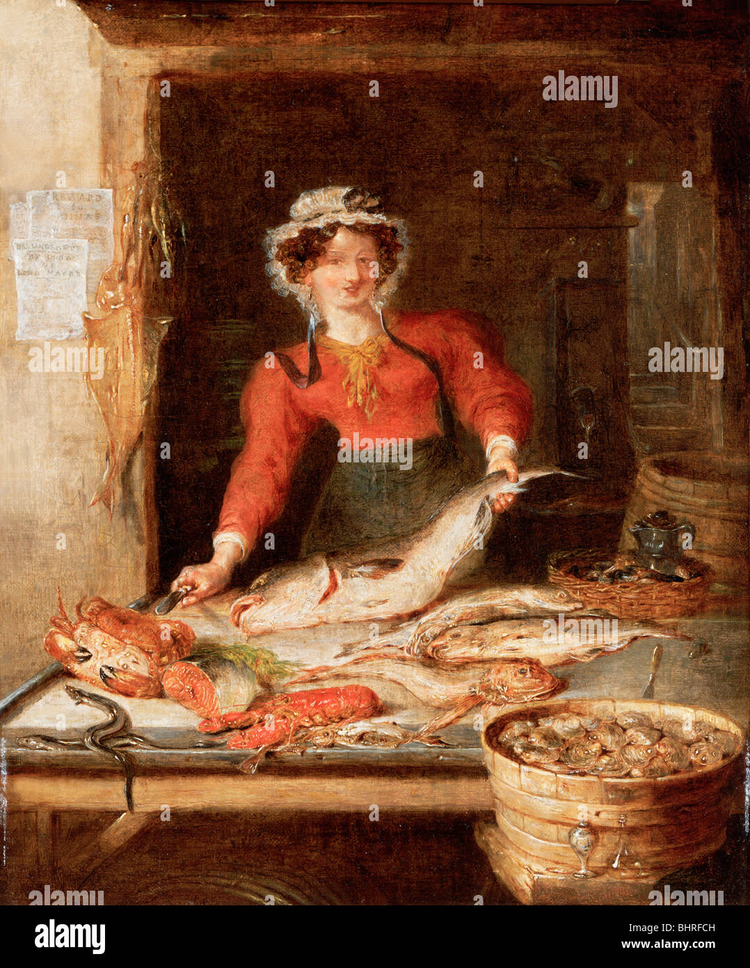 'The Fish Stall', c1830. Artist: William Kidd Stock Photo