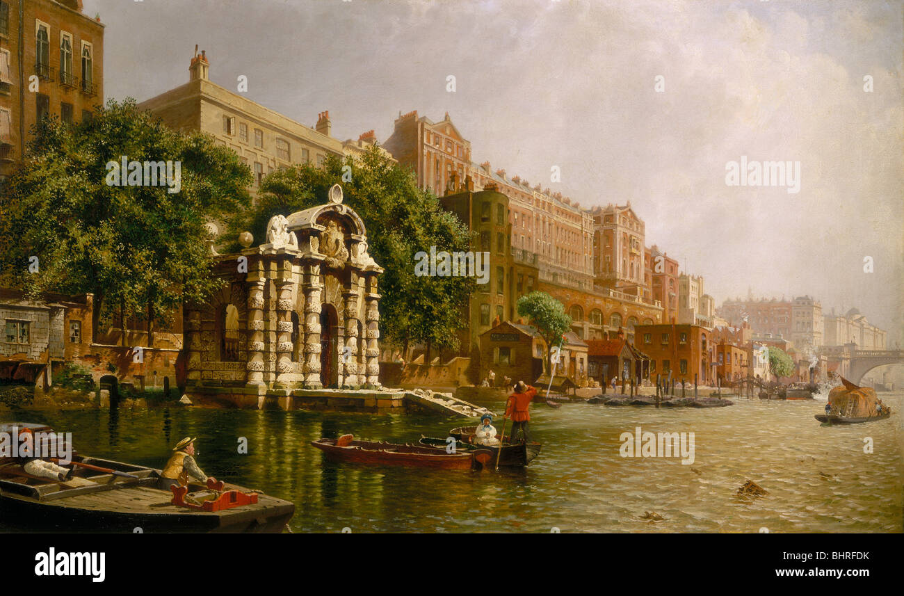 'York Water Gate and the Adelphi from the River' 1872.  Artist: John Scorrer O'Connor Stock Photo