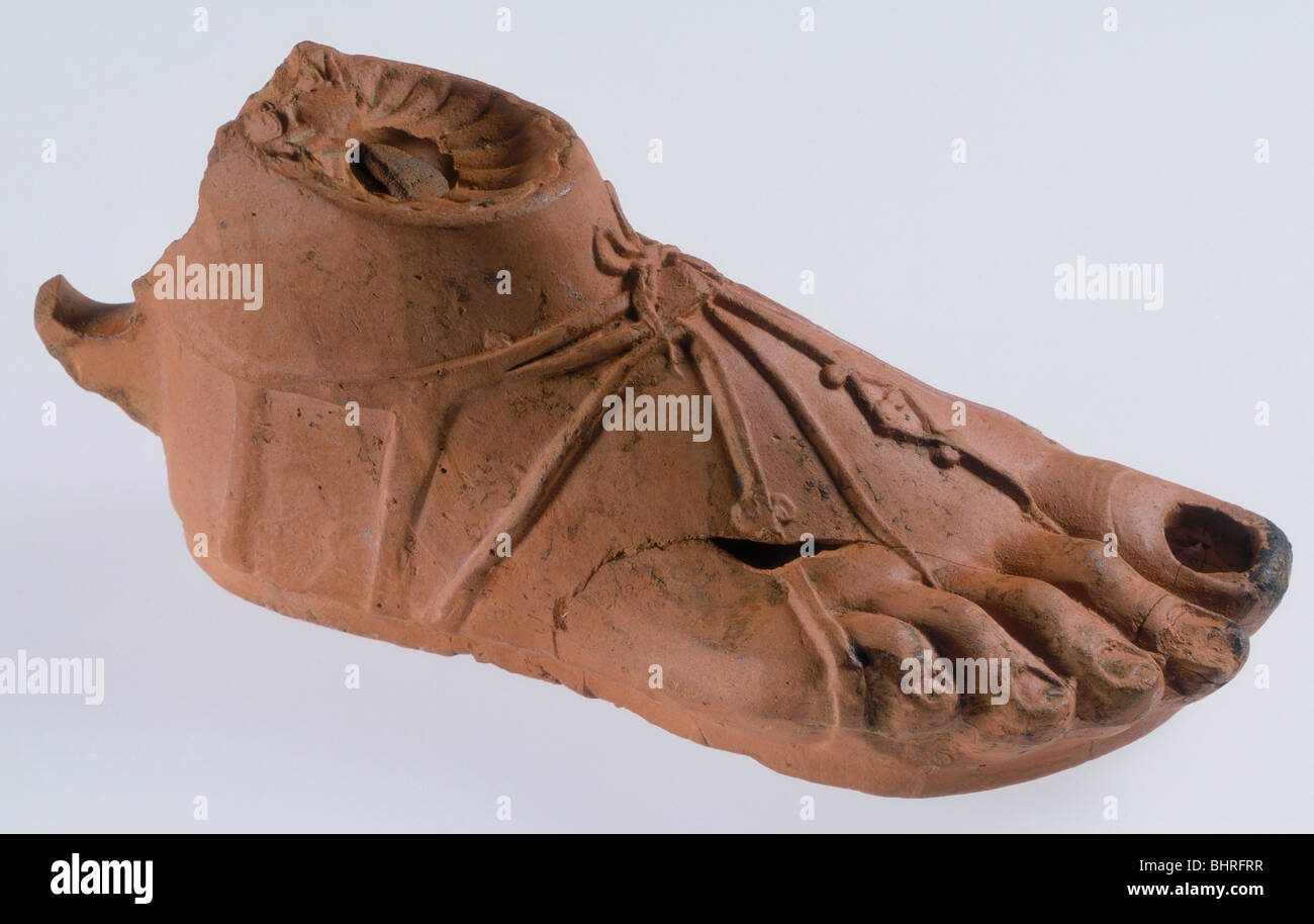 Lamp in the form of a human foot, Roman, mid-2nd century. Artist: Unknown Stock Photo