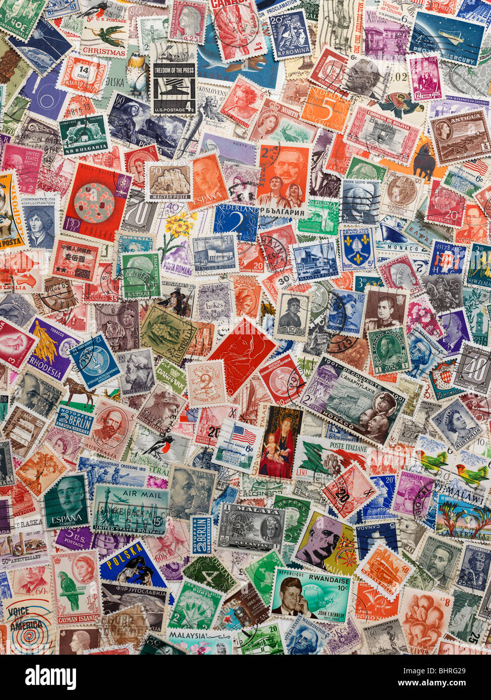 international postage stamps of the world, still life collection Stock