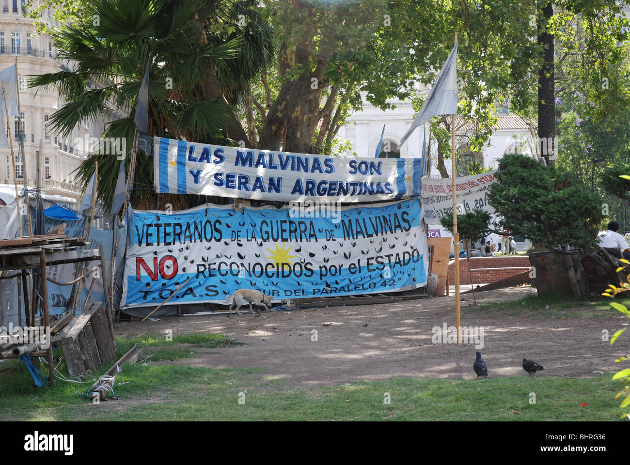 Demonstration in Buenos Aires; remembering the veterans of the Falklands war of 1982 Stock Photo