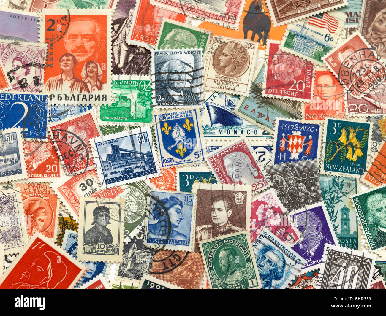 international postage stamps of the world, still life collection Stock Photo