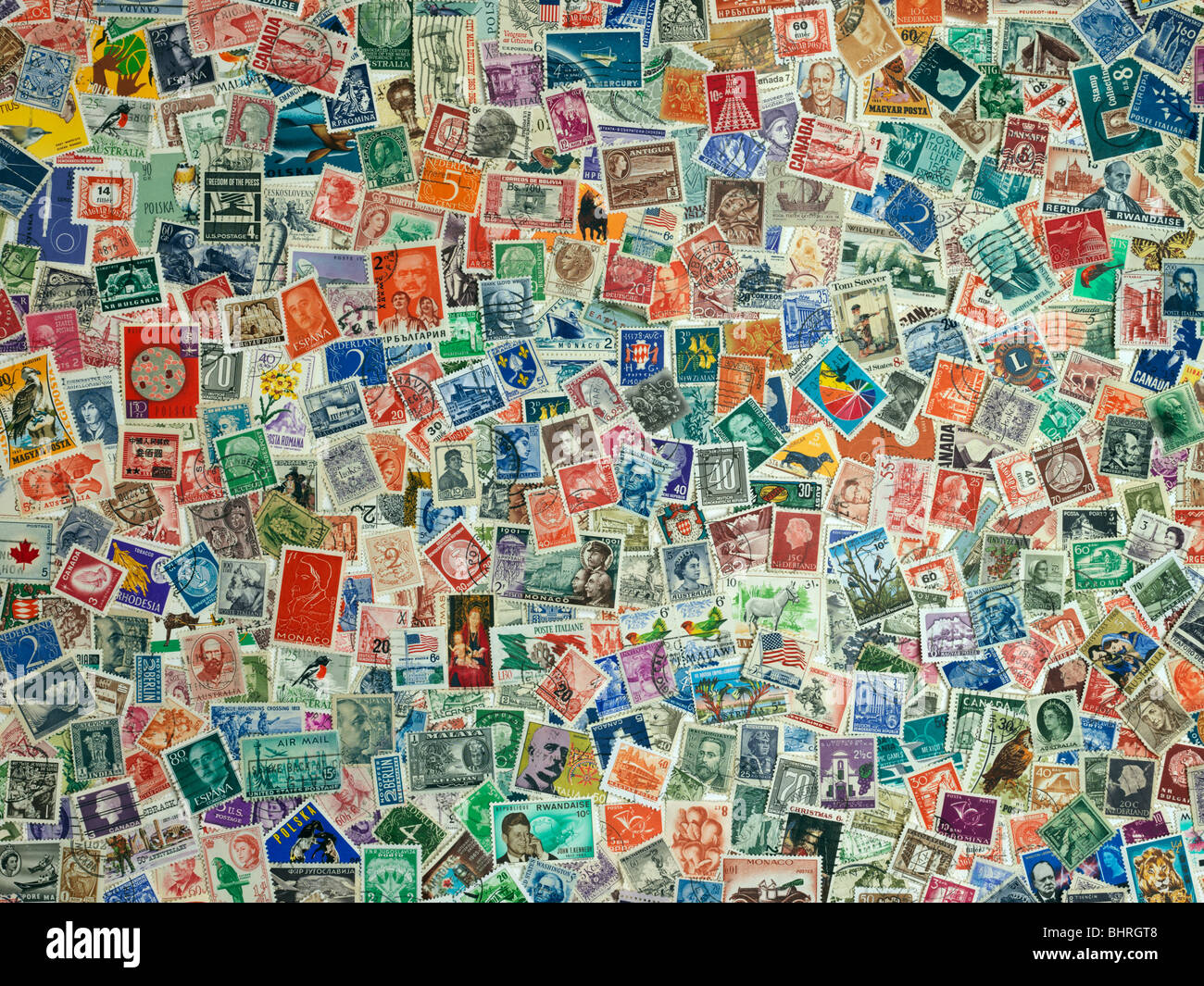 international postage stamps of the world, still life collection Stock