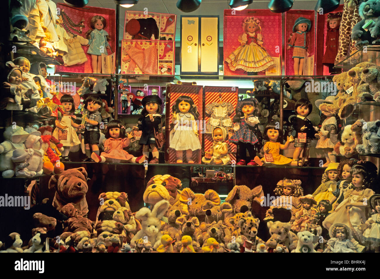 window display of a toy shop, Palma, Majorca Island, Spain Stock Photo