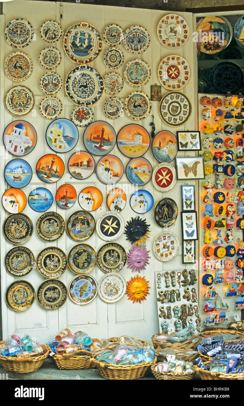 display of a souvenir shop, Rhodes Town, Rhodes Island, Greece Stock