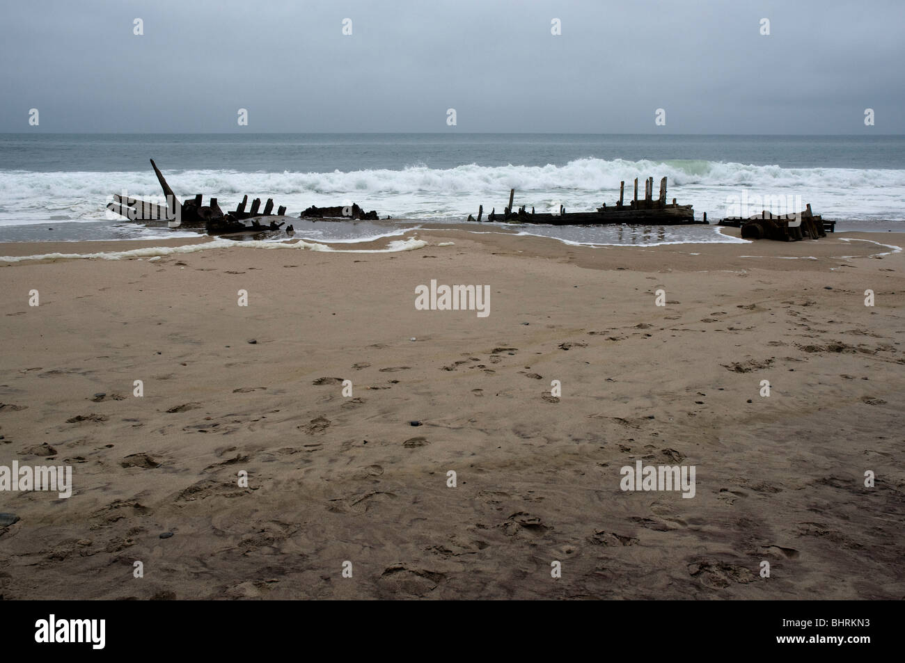 Shipwreck in Skeleton Coast, Namibia Stock Photo