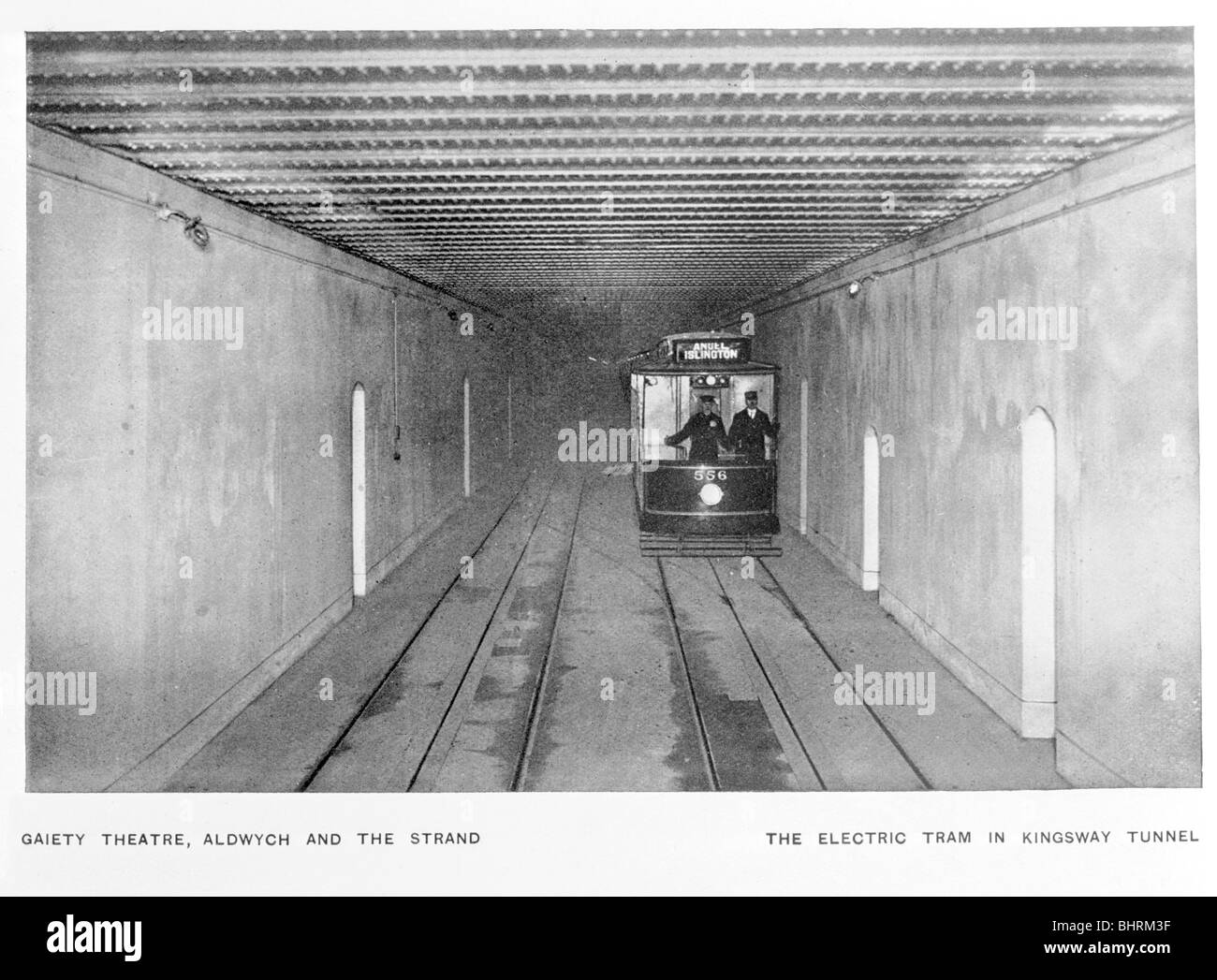 The electric tram in Kingsway Tunnel, London, c1900. Artist: Unknown Stock Photo