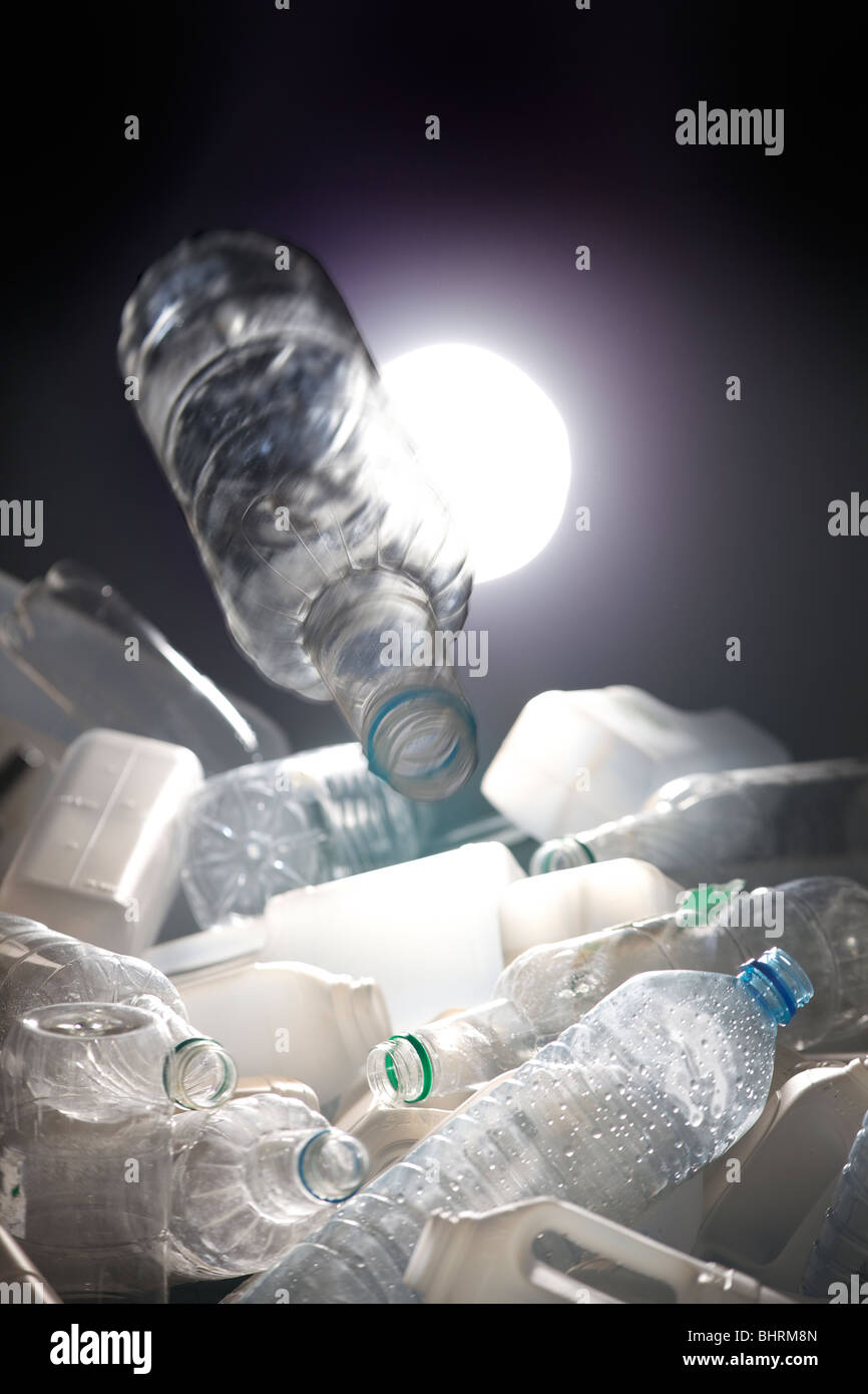 A recycling bin full of plastic bottles Stock Photo Alamy