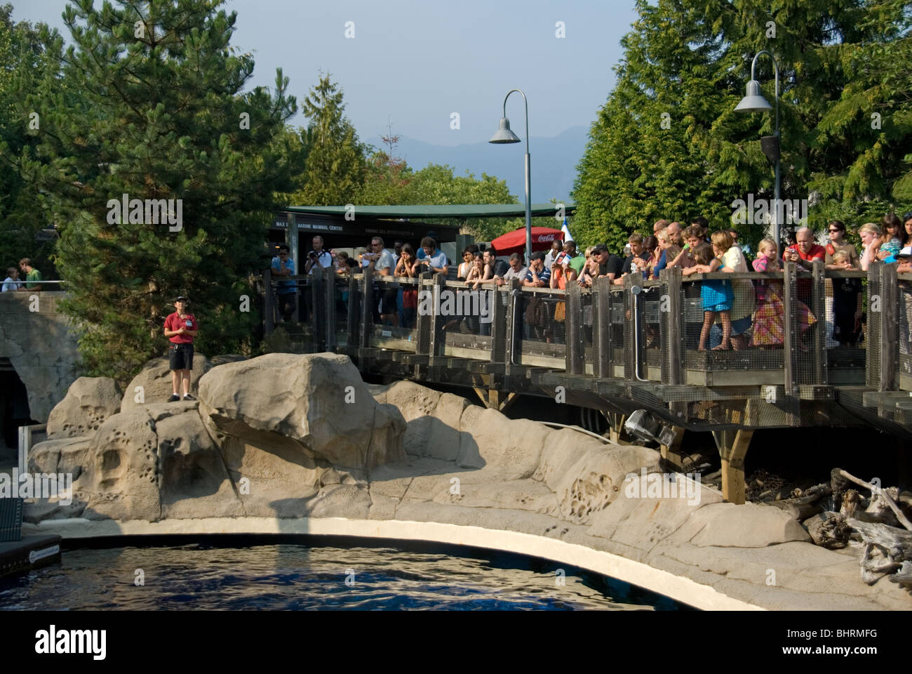 Spectators waiting for the dolphin show at Vancouver Aquarium in British Columbia Canada in Stanley Park. Stock Photo