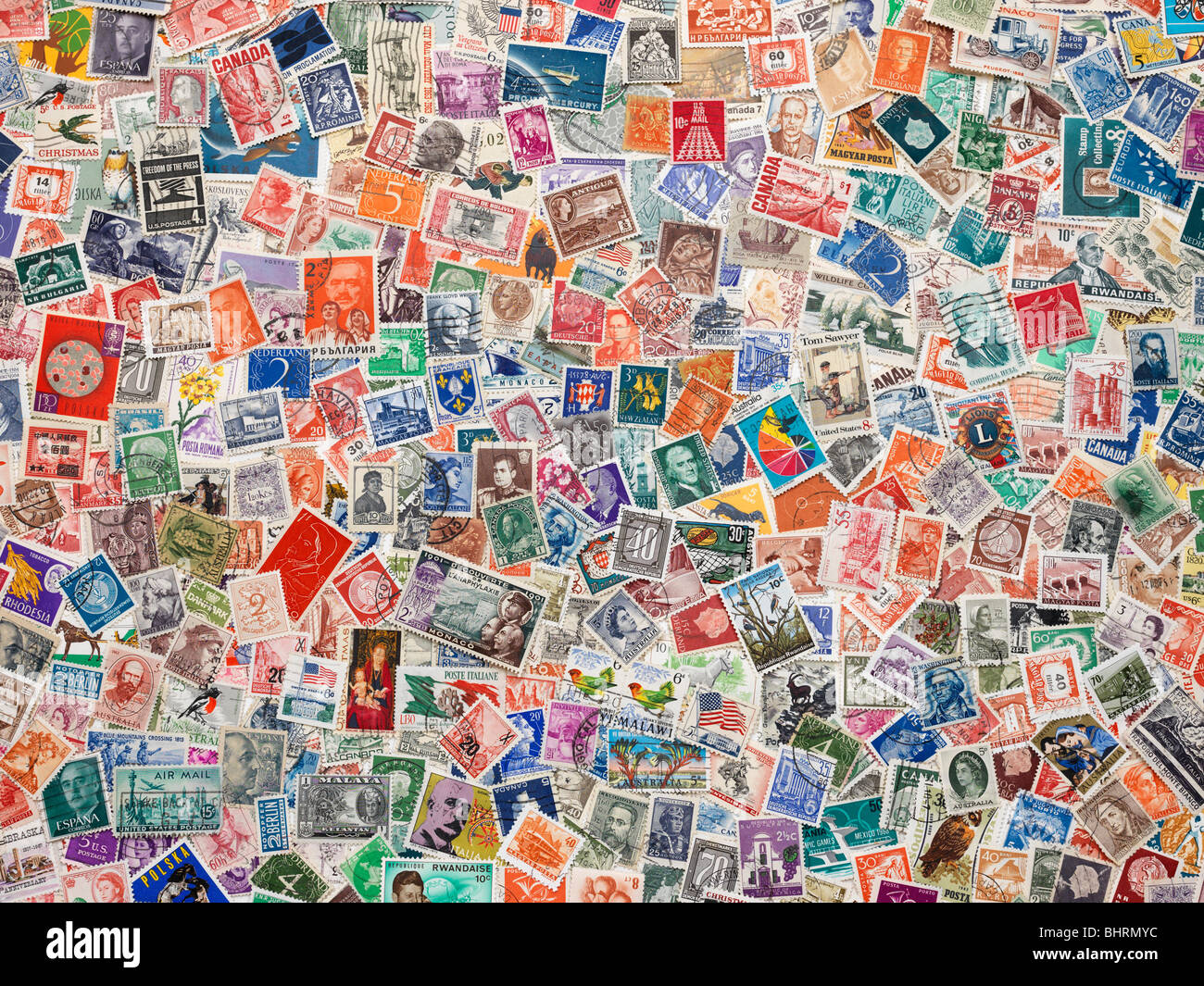 international postage stamps of the world, still life collection Stock Photo