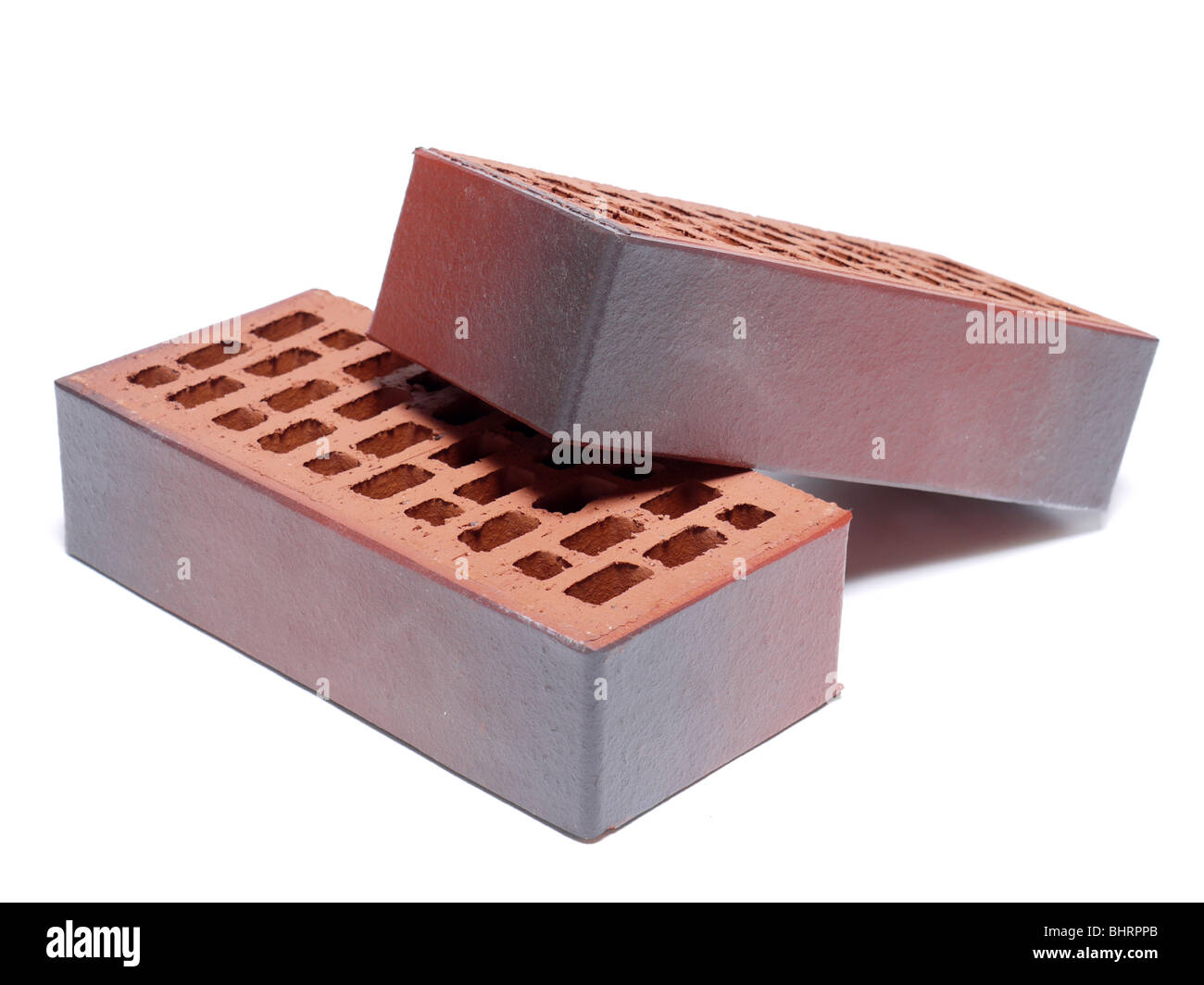 Two clinker bricks shot on white background Stock Photo