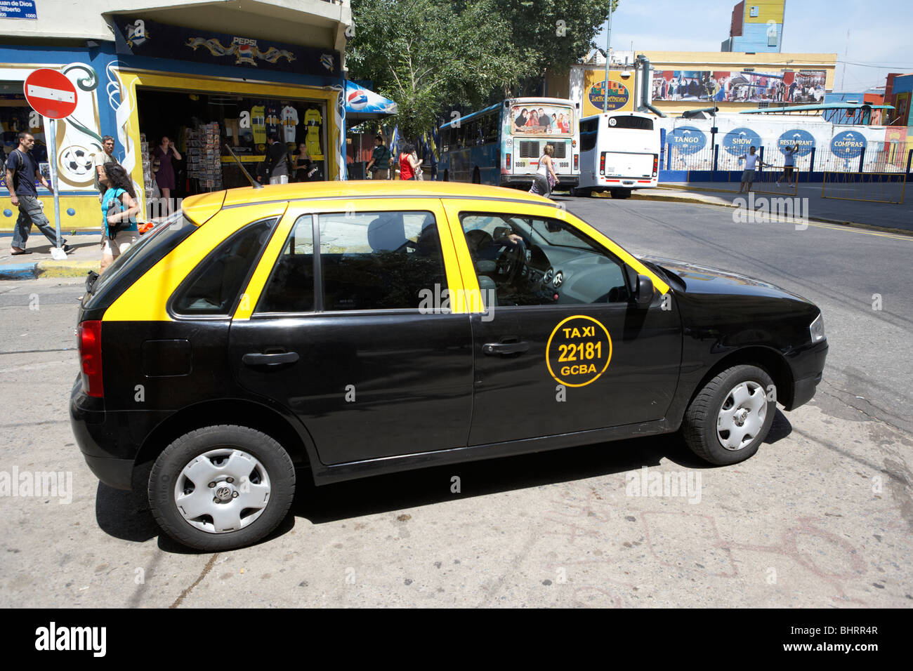 yellow and black radio taxi cab in la boca capital federal buenos aires  republic of argentina south america Stock Photo - Alamy