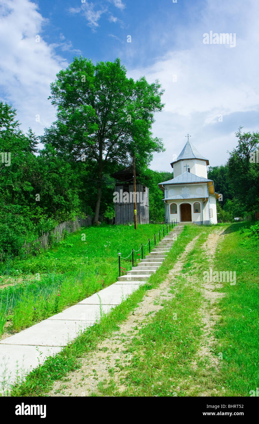 Old church under clear blue sky with clouds Stock Photo - Alamy