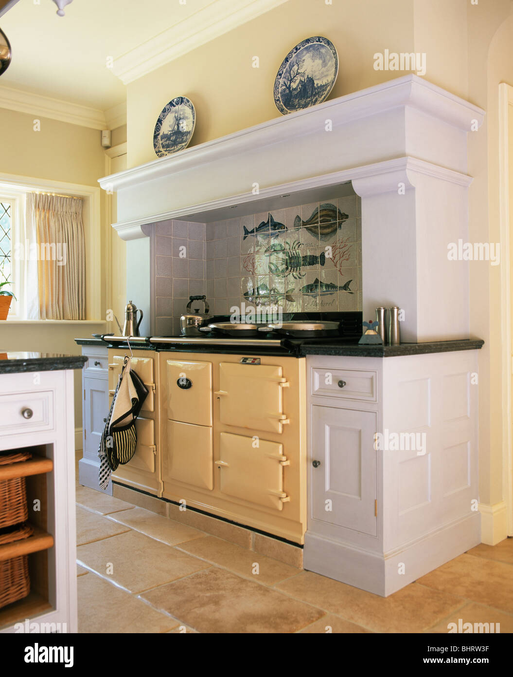 American classic cream colored luxury kitchen with fitted appliances Stock  Photo by ©iriana88w 121709840