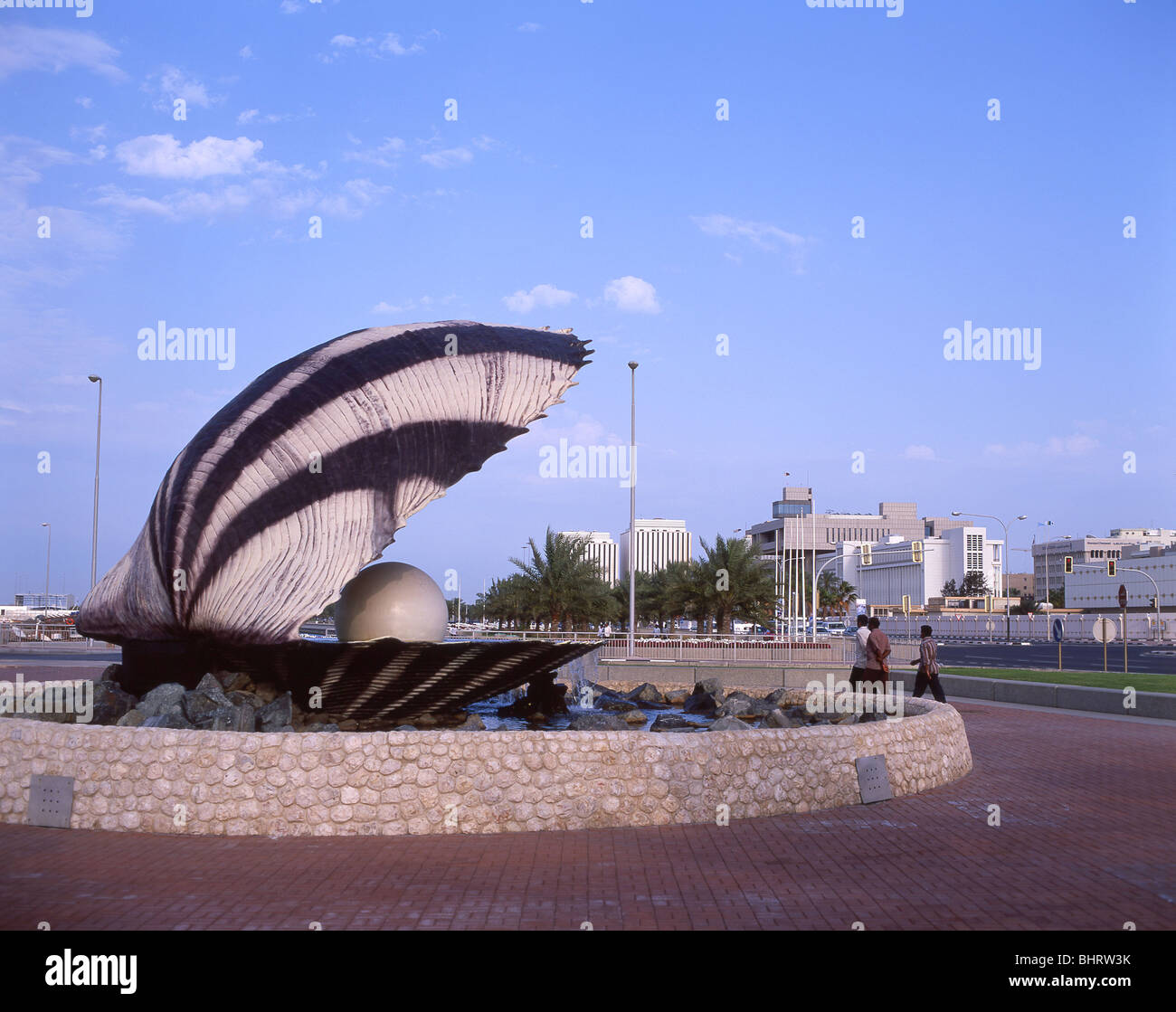 The Pearl Monument on Corniche, Doha, Ad Dawhah Municipality, State of Qatar Stock Photo