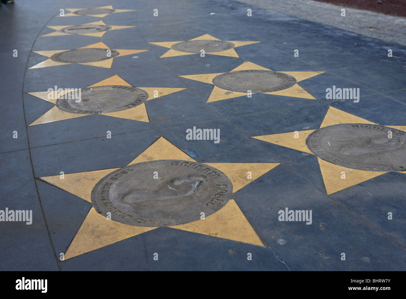 stars with the names of famous players outside the Alberto J Armando la bombonera stadium home to atletico boca juniors Stock Photo