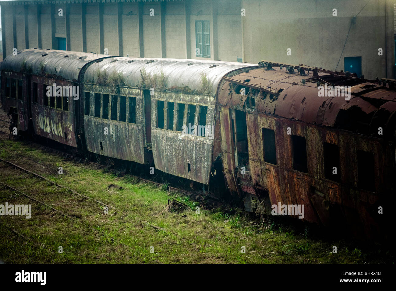 old abandoned train Stock Photo