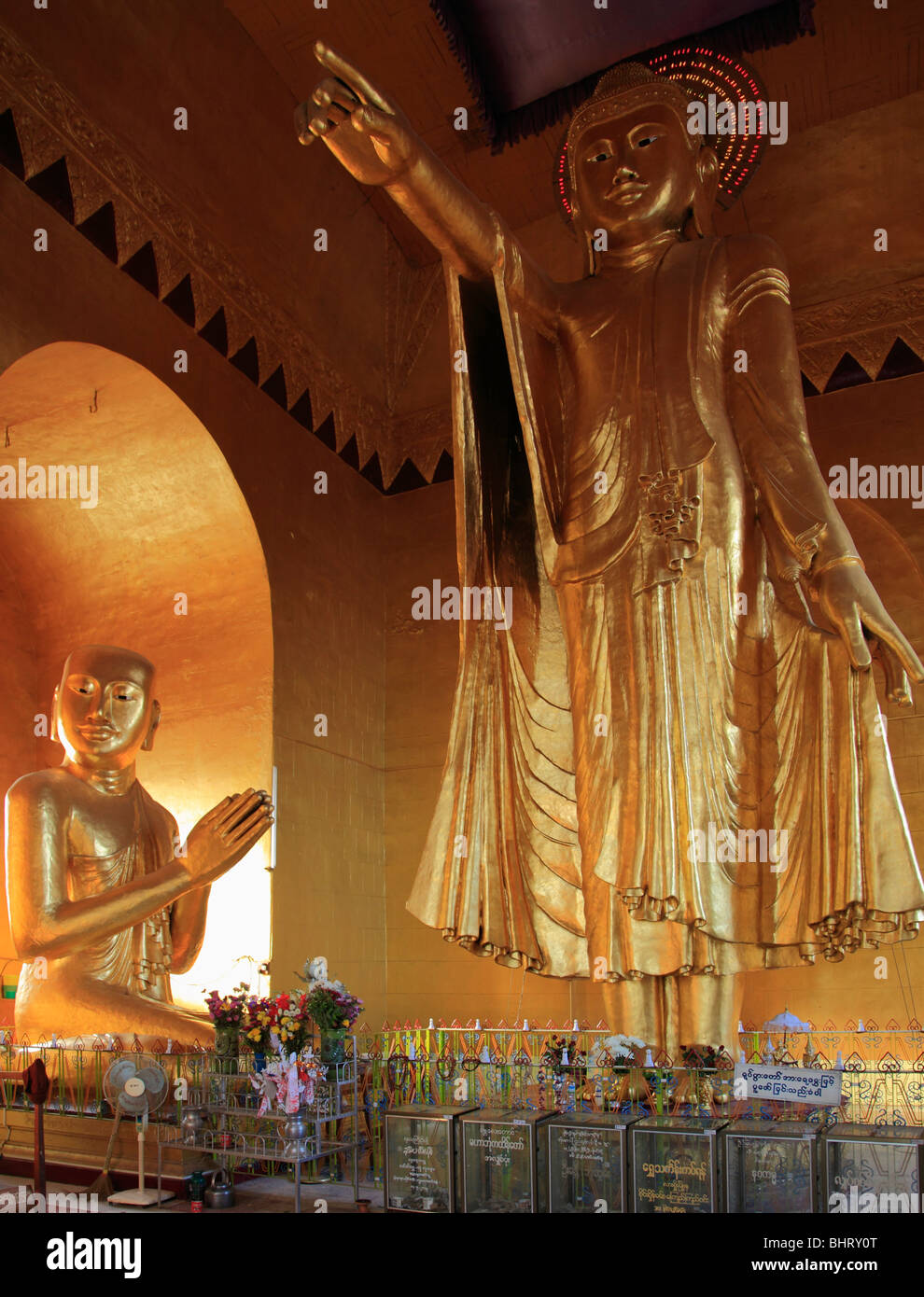 Myanmar, Burma, Mandalay, standing Buddha image on Mandlay Hill, Stock Photo