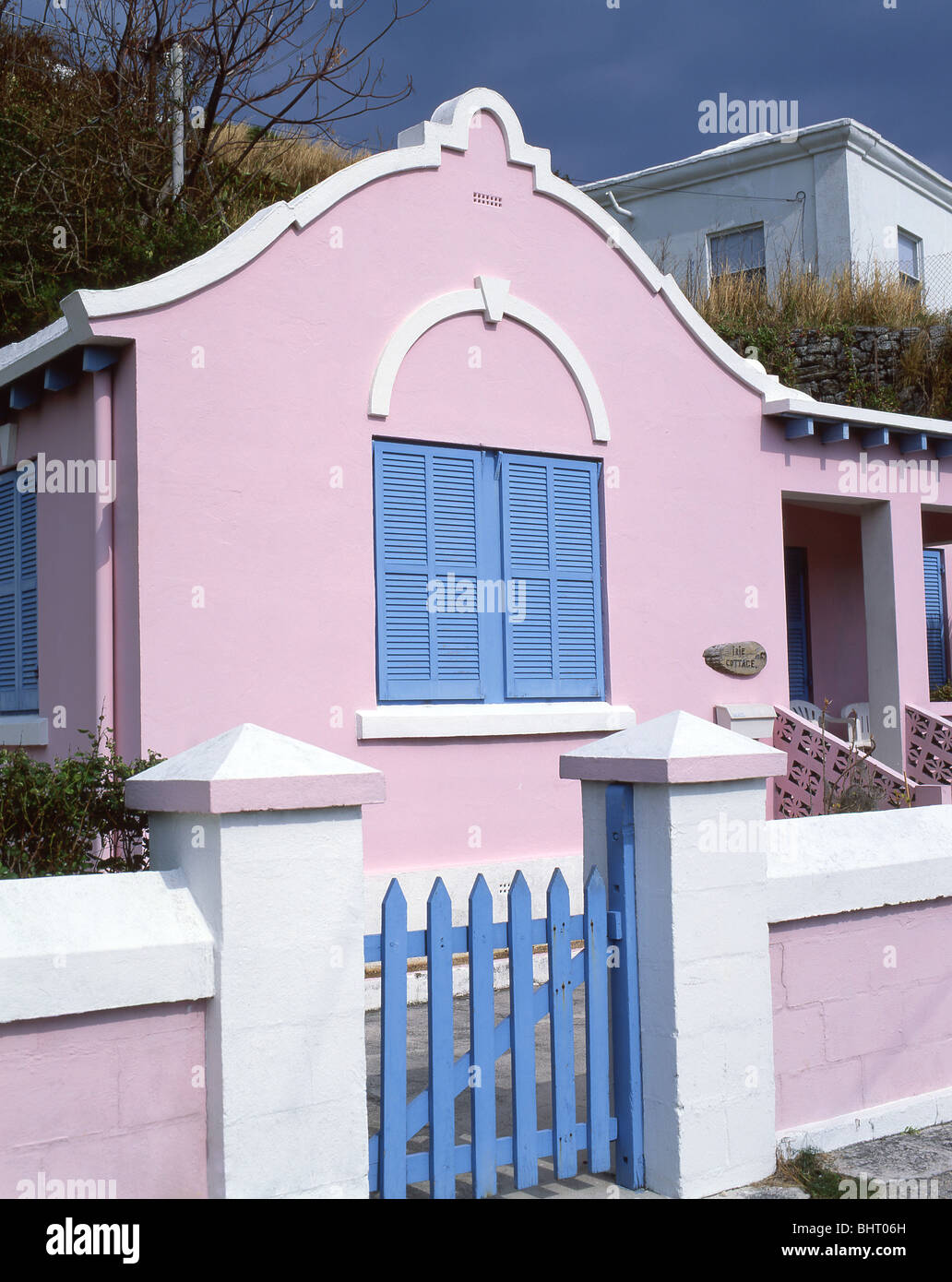 Traditional pastel house, St.George's Town, St.George's Parish, Bermuda Stock Photo