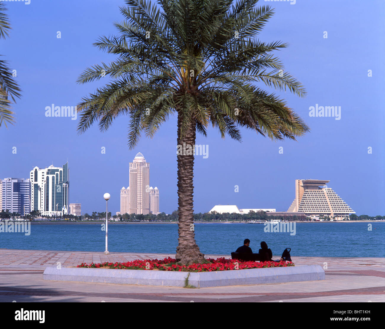 The Doha Corniche, Doha, Ad Dawhah Municipality, State of Qatar Stock Photo