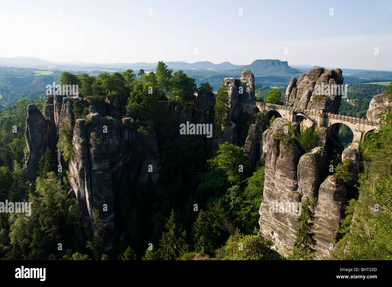 Die Bastei, Saechsische Schweiz, Elbsandsteingebirge, Sachsen, Deutschland | Bastei, Saxon Switzerland, Saxony, Germany Stock Photo