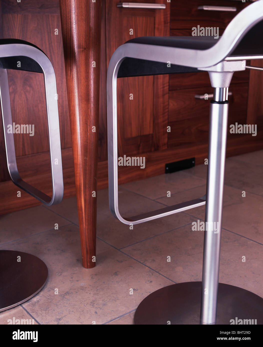 Close-up of stainless steel kitchen stools Stock Photo - Alamy