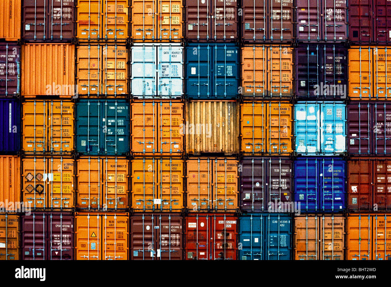 A stack of shipping containers Stock Photo