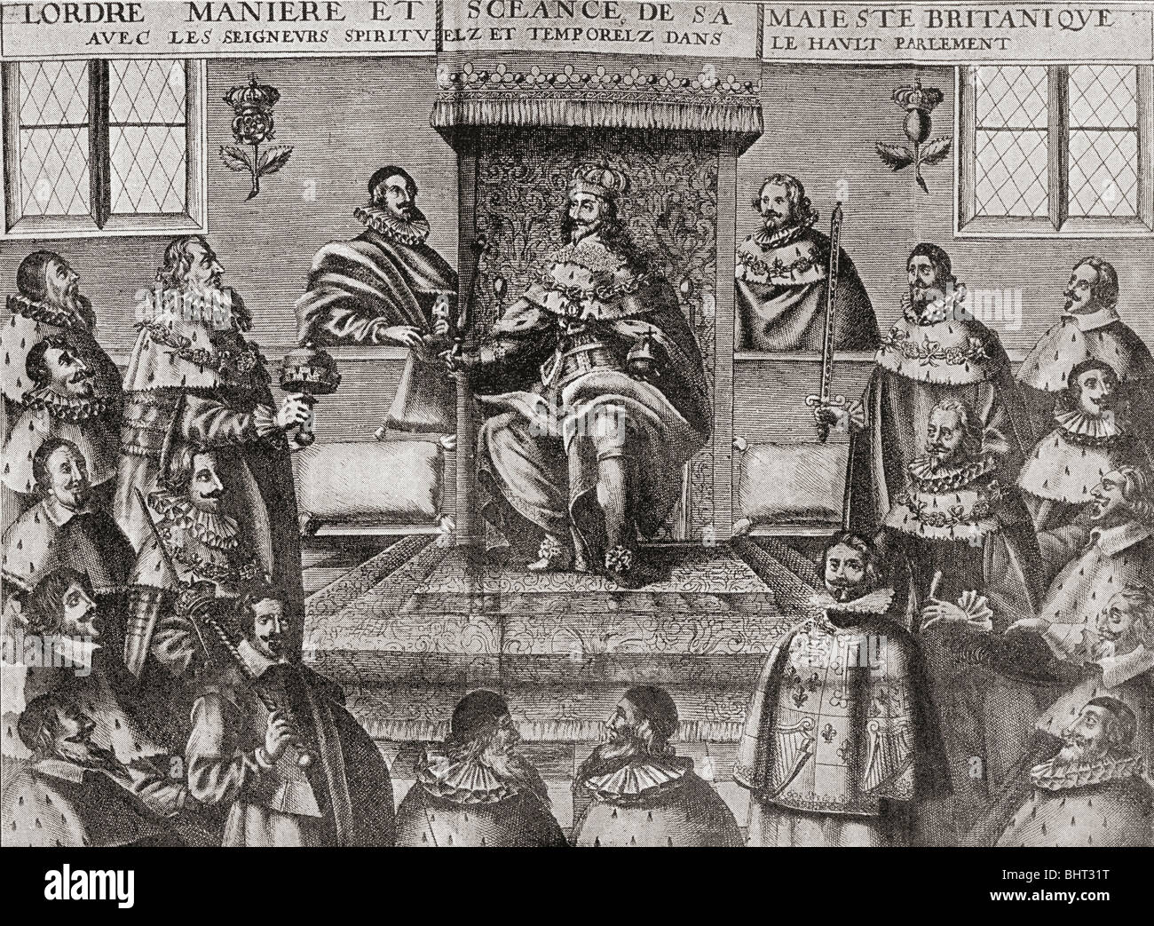 Charles I in the House of Lords, 1648. Charles I 1600 to 1649. King of England, Scotland and Ireland. Stock Photo