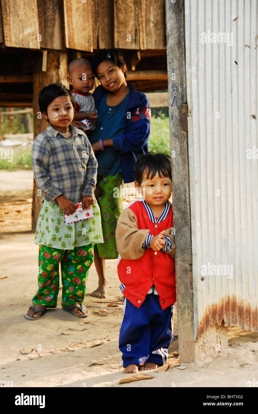 karen refugee children , umpium refugee camp(thai burmese border) , south of mae sot , tak province , north thailand Stock Photo