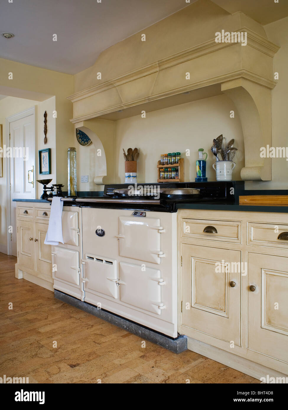 Cream double Aga oven in cream country kitchen Stock Photo Alamy