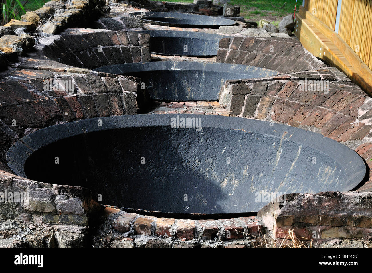 Kettles Used In Processing Sugar Cane Displayed At The Sugar Mill
